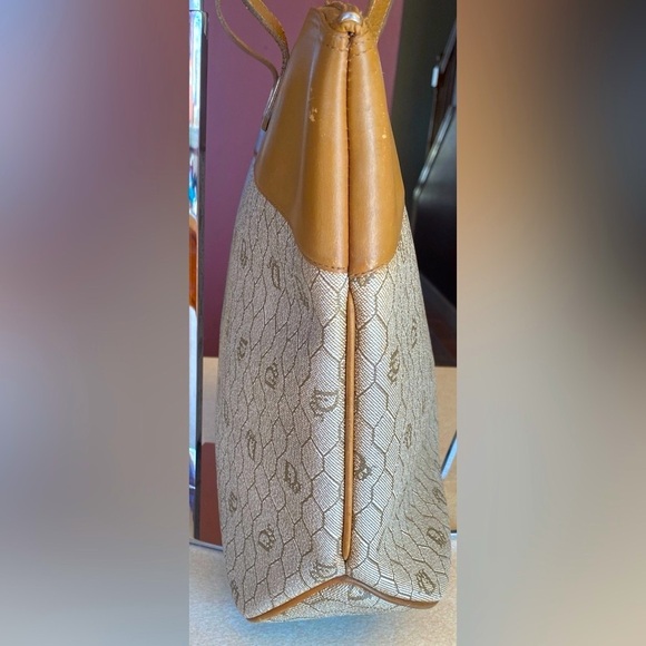 CHRISTIAN DIOR Honeycomb Canvas & Leather Tote, Vintage. GUC - Picture 4 of 11